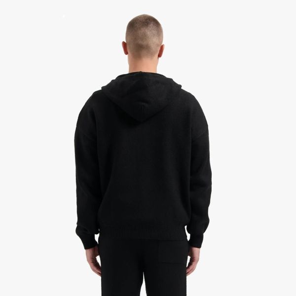 CROYEZ FLUFFY ESSENCE KNIT ZIP-HOODIE | BLACK