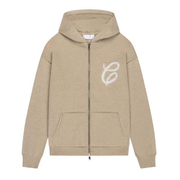 CROYEZ FLUFFY ESSENCE KNIT ZIP-HOODIE | SAND