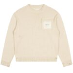 Bram's Fruit Distressed Chest Pocket Knit Sweater Beige