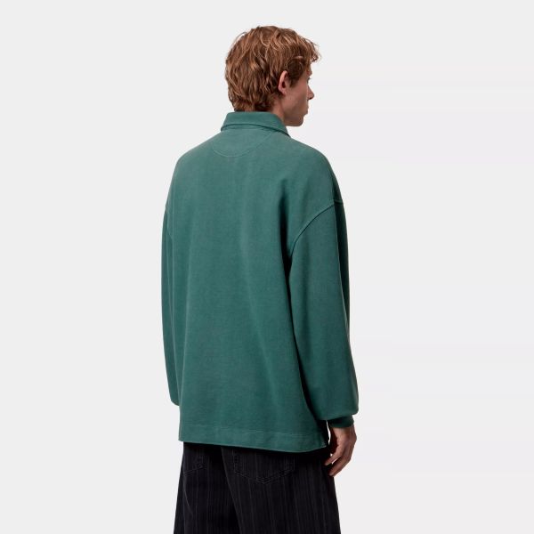 Carhartt WIP Piqué Script Half Zip Sweater Donker Groen