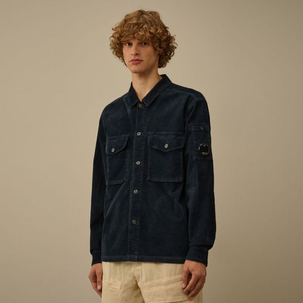 CP Company Corduroy Lens Button Overshirt Navy