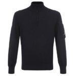 CP Company Extrafine Merino Wool Half Zip Sweater Navy