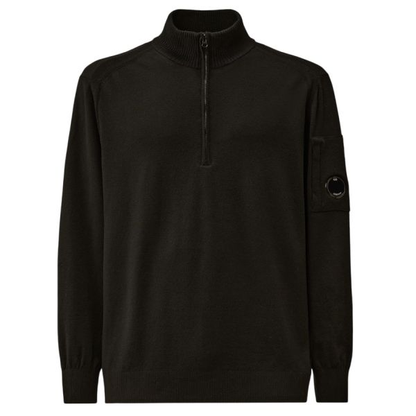 CP Company Extrafine Merino Wool Half Zip Sweater Zwart