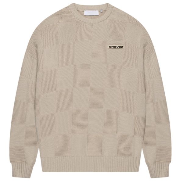 Croyez Checkerboard Knit Sweater Grijs