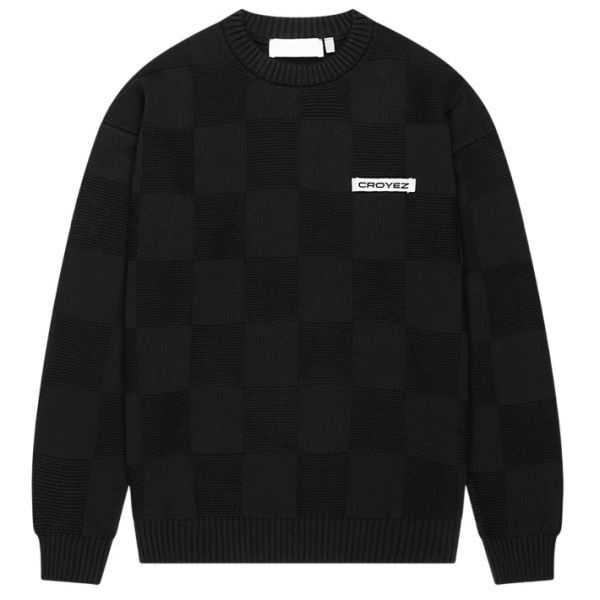 Croyez Checkerboard Knit Sweater Zwart