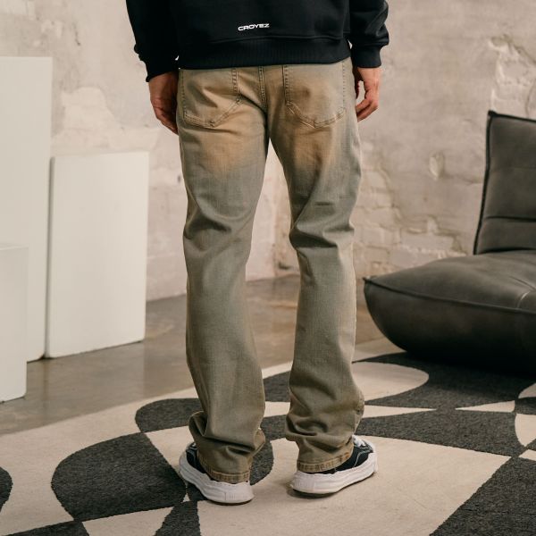 Croyez Sand Washed Straight Leg Jeans Blauw