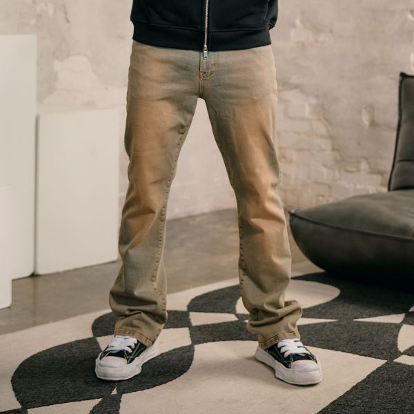 Croyez Sand Washed Straight Leg Jeans Blauw