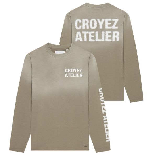 Croyez Sprayed Atelier Longsleeve T-shirt Donker Groen