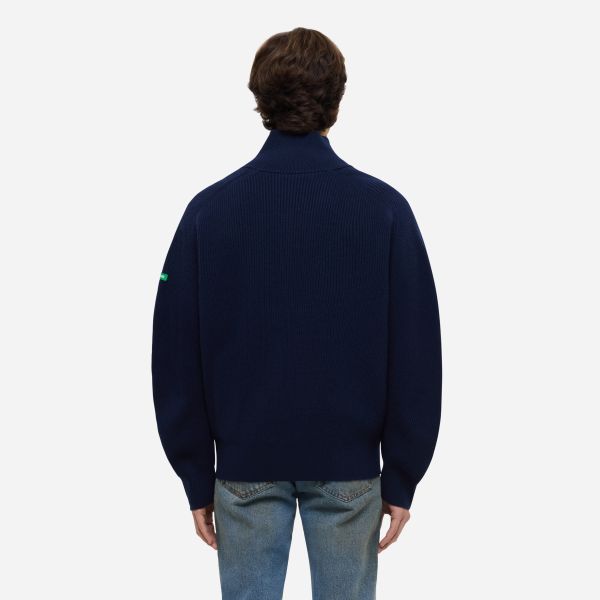 Flâneur Badge Knit Cardigan Navy