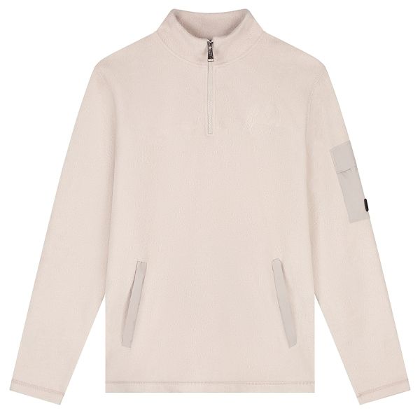 Malelions Fleece Half Zip Sweater Beige