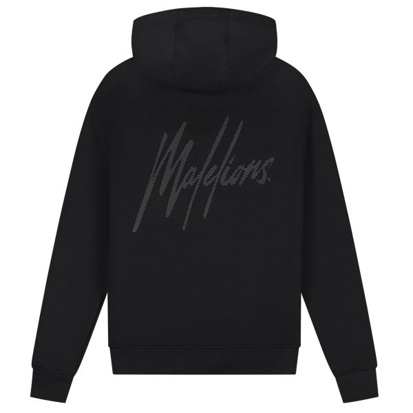 Malelions Striped Signature Hoodie Zwart