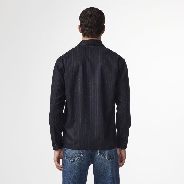 NN.07 Freddy Stripe Overshirt Navy