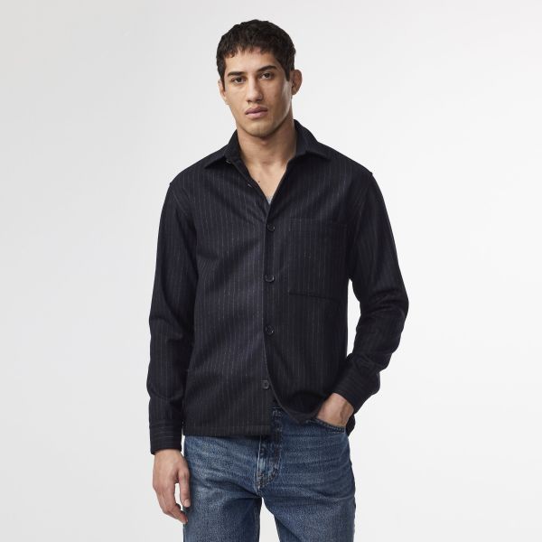 NN.07 Freddy Stripe Overshirt Navy
