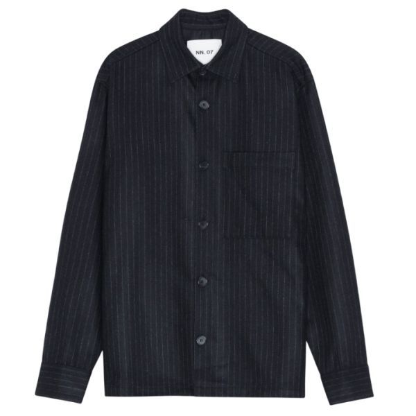 NN.07 Freddy Stripe Overshirt Navy