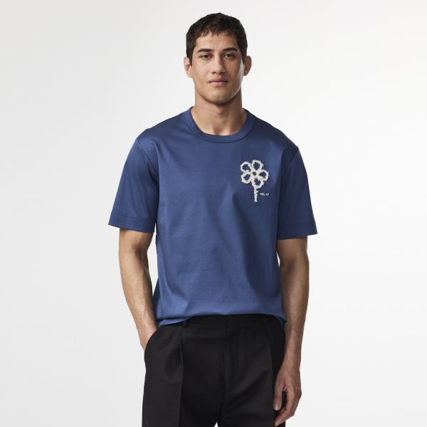 NN.07 Pedro EMB T-shirt Blauw