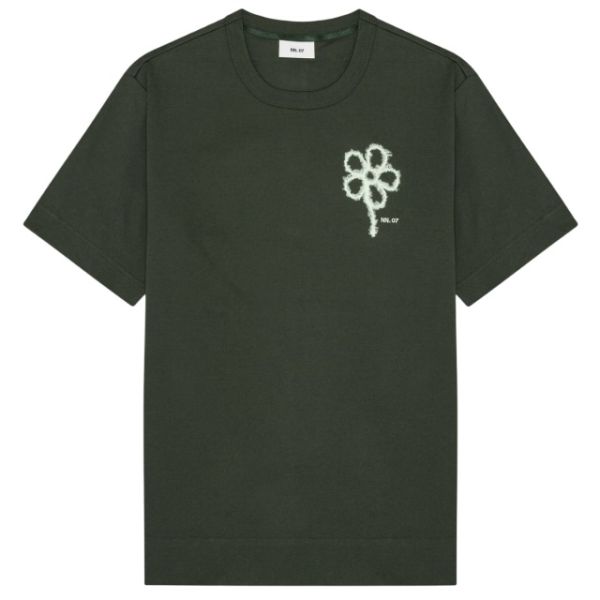 NN.07 Pedro EMB T-shirt Donker Groen
