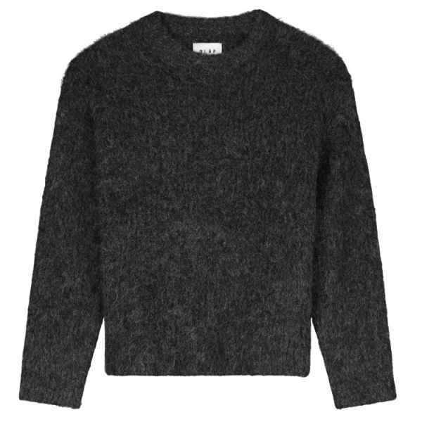 Olaf Hairy Knitted Sweater Antraciet
