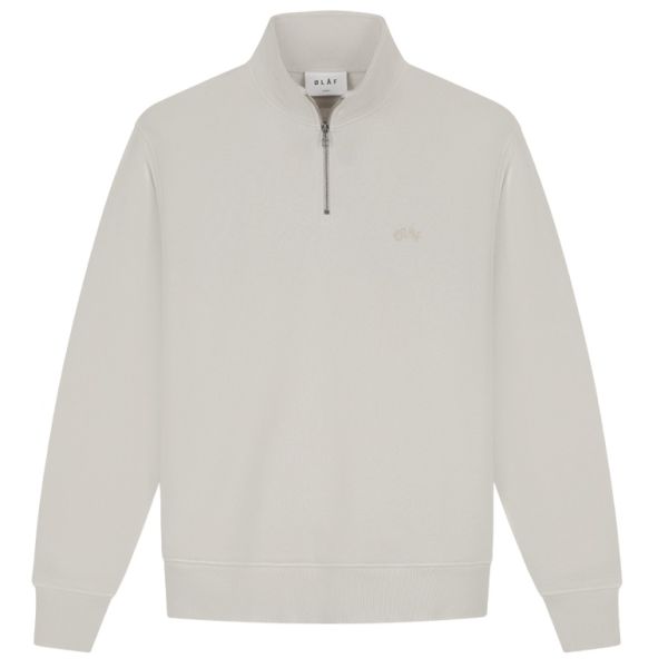 Olaf Signature Zip Mock Sweater Off White