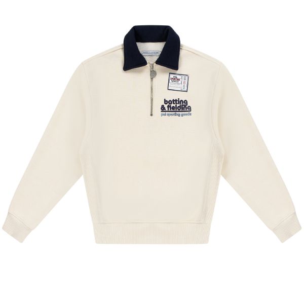 PAL Sporting Goods Batting & Fielding Half Zip Sweater Off White