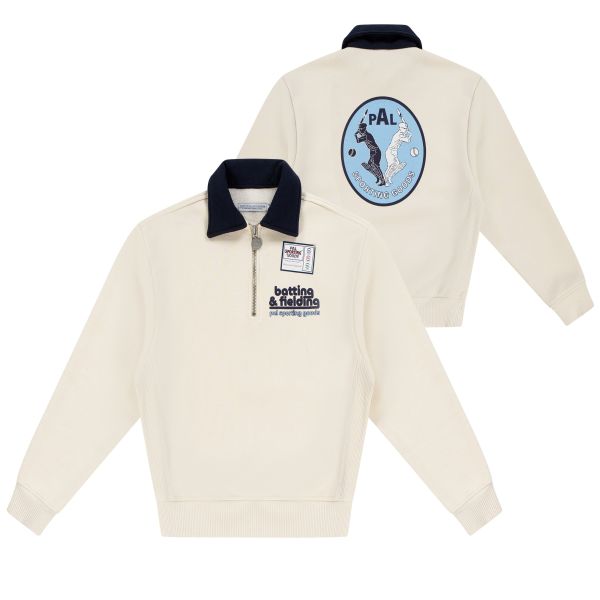 PAL Sporting Goods Batting & Fielding Half Zip Sweater Off White