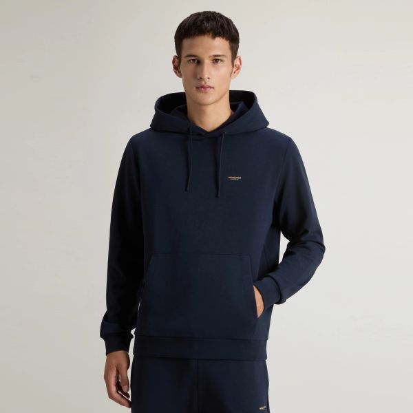 Woolrich Logo Interlock Hoodie Navy