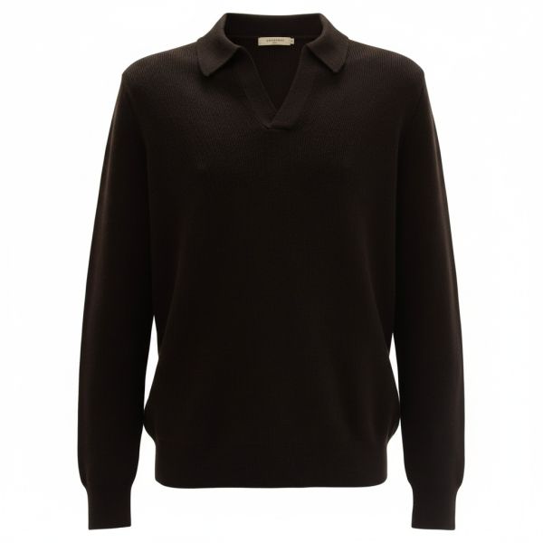 Gran Sasso Tennis Longsleeve Polo Bruin1