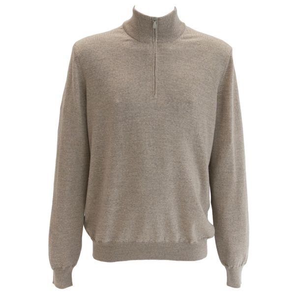 Gran Sasso Zip Mock Sweater Beige