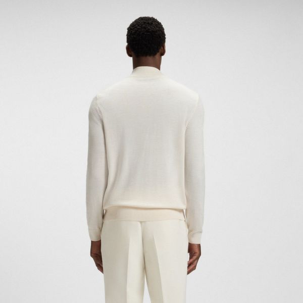 Boss Ebenji Half Zip Sweater Off White
