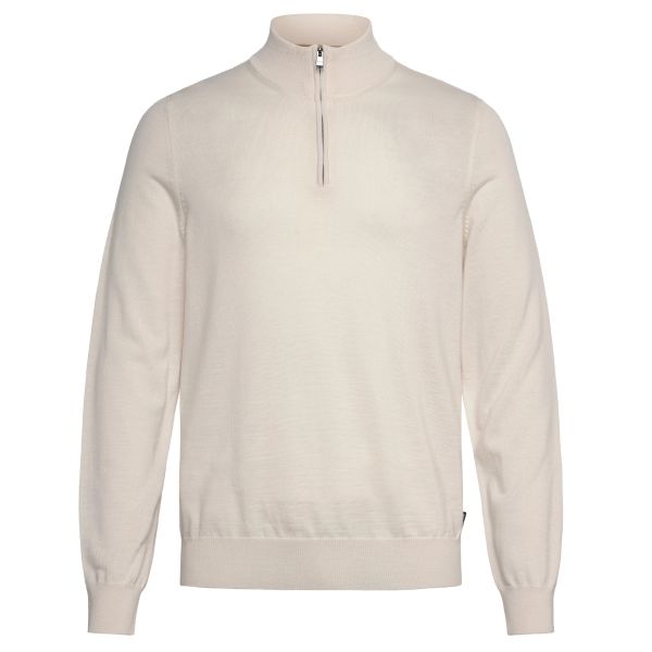 Boss Ebenji Half Zip Sweater Off White