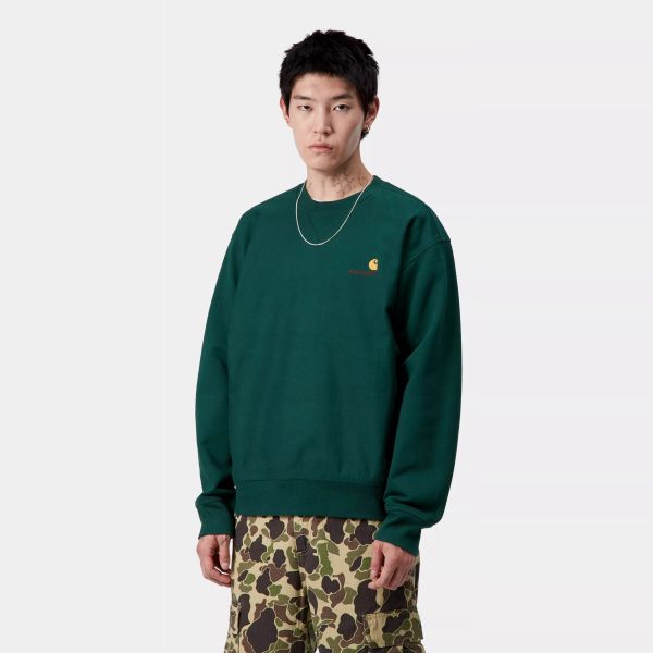 Carhartt WIP American Script Sweater Donker Groen