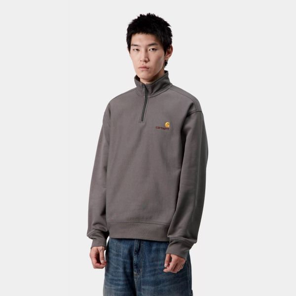 Carhartt WIP Half Zip American Script Sweater Antraciet