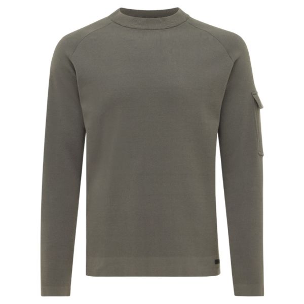 Genti Round Pocket Sweater Donker Groen