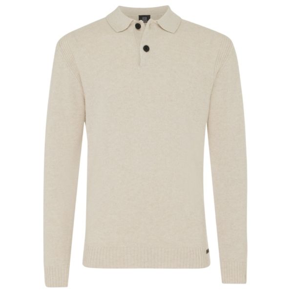 Genti Textured Longsleeve Polo Off White