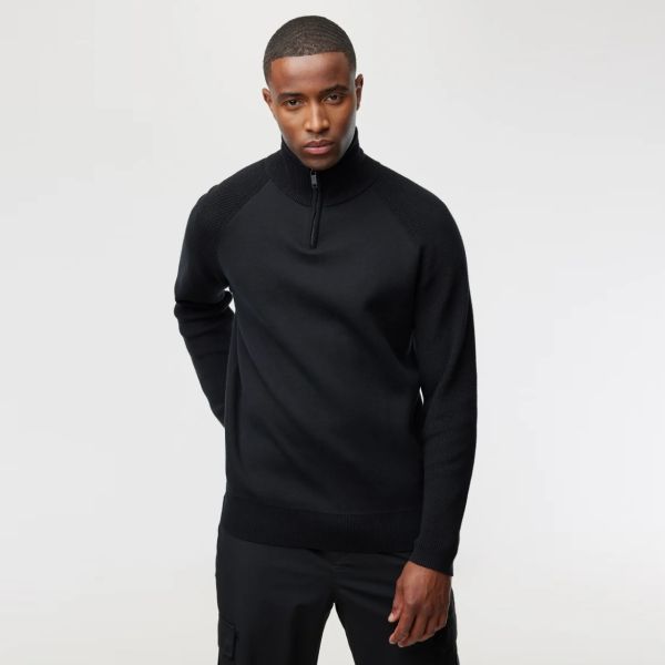 Genti Turtle Zip Sweater Zwart
