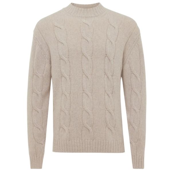Gentiluomo Cable Knit Turtle Sweater Beige