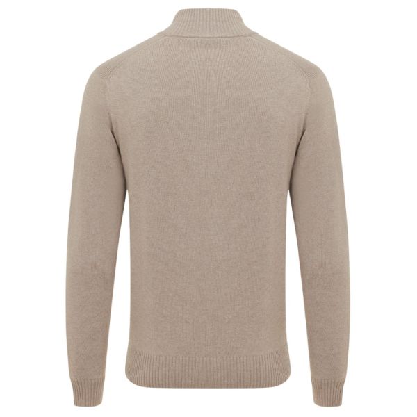 Gentiluomo Turtle Button Zip Sweater Beige