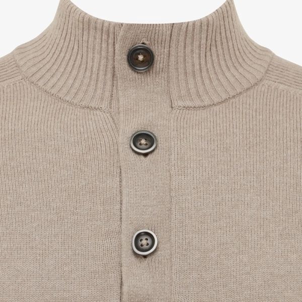 Gentiluomo Turtle Button Zip Sweater Beige
