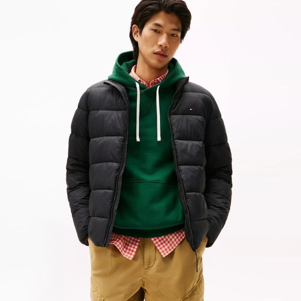 Tommy Hilfiger Mid Weight Collar Puffer Zwart