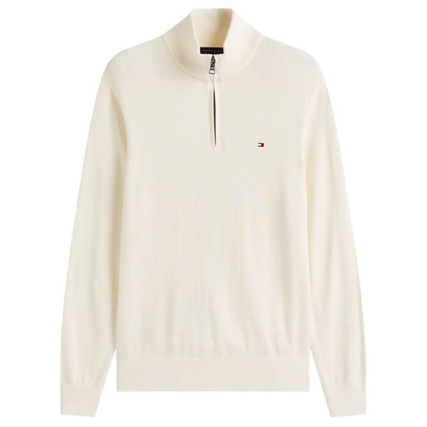 Tommy Hilfiger Zip Mock Sweater Off White