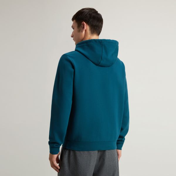 Woolrich Logo Interlock Hoodie Blauw