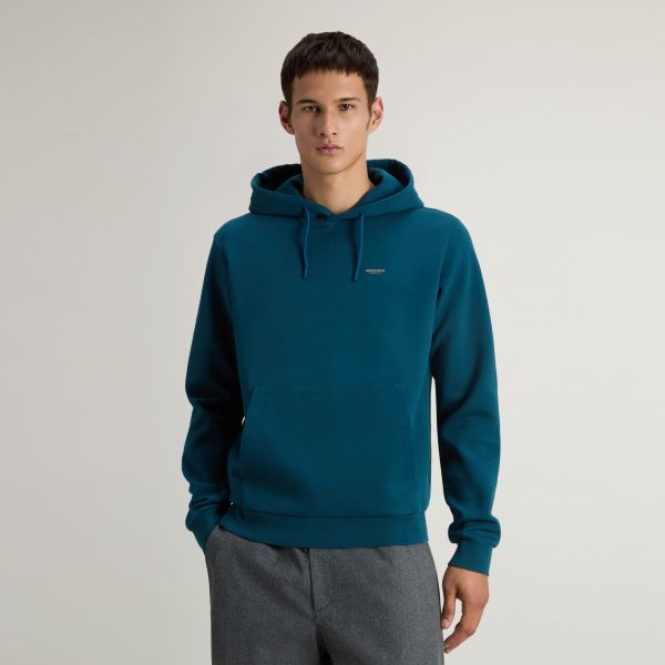 Woolrich Logo Interlock Hoodie Blauw