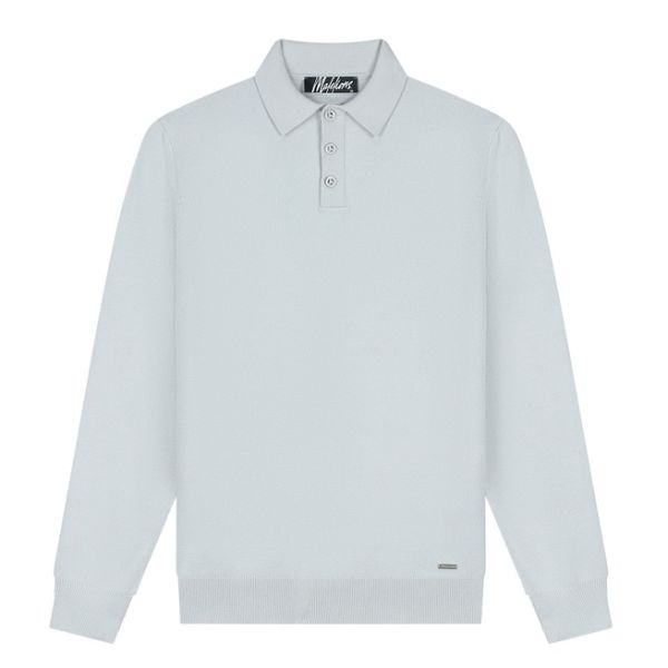 Malelions Knitted Longsleeve Polo Grijs