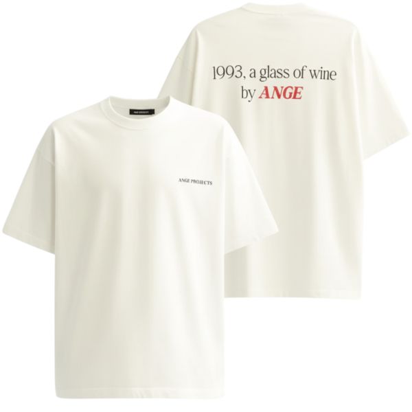 ANGE Projects Glass Of Wine T-shirt Wit