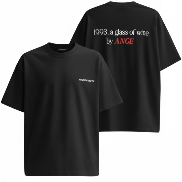 ANGE Projects Glass Of Wine T-shirt Zwart