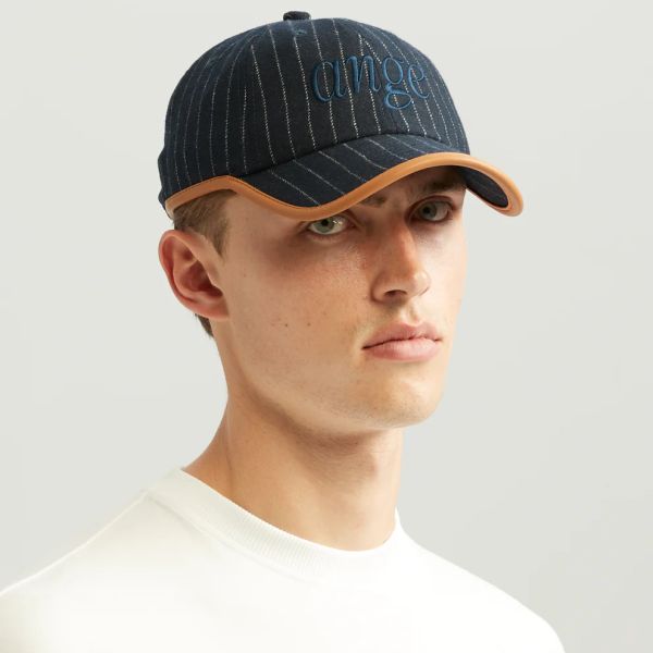 ANGE Projects Pinstripe Wool Cap Navy