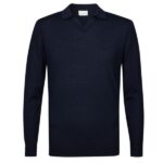 Profuomo Open Collar Longsleeve Polo Navy