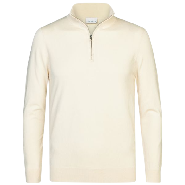Profuomo Luxury Half Zip Sweater Off White