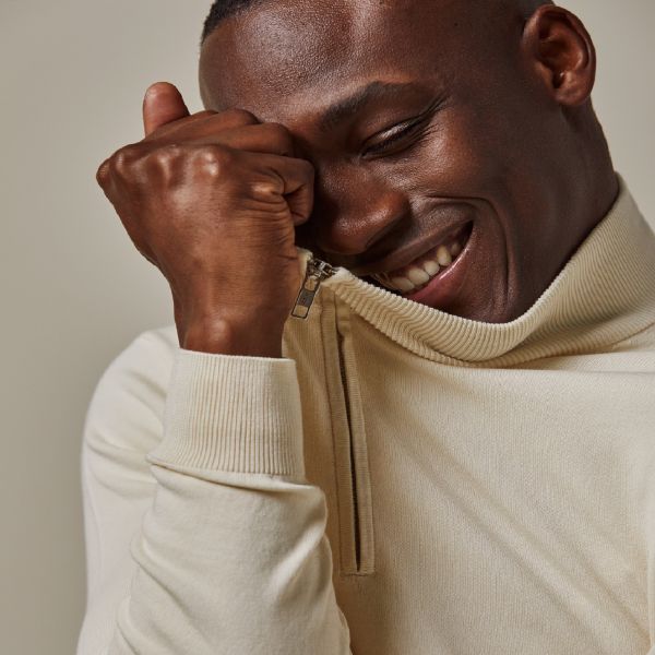 Profuomo Luxury Half Zip Sweater Off White