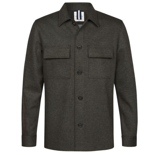 Profuomo Wool Knitted Overshirt Bruin