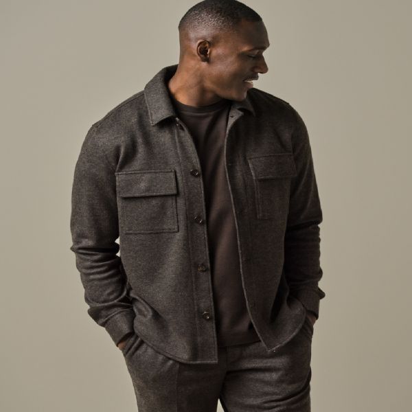 Profuomo Wool Knitted Overshirt Bruin